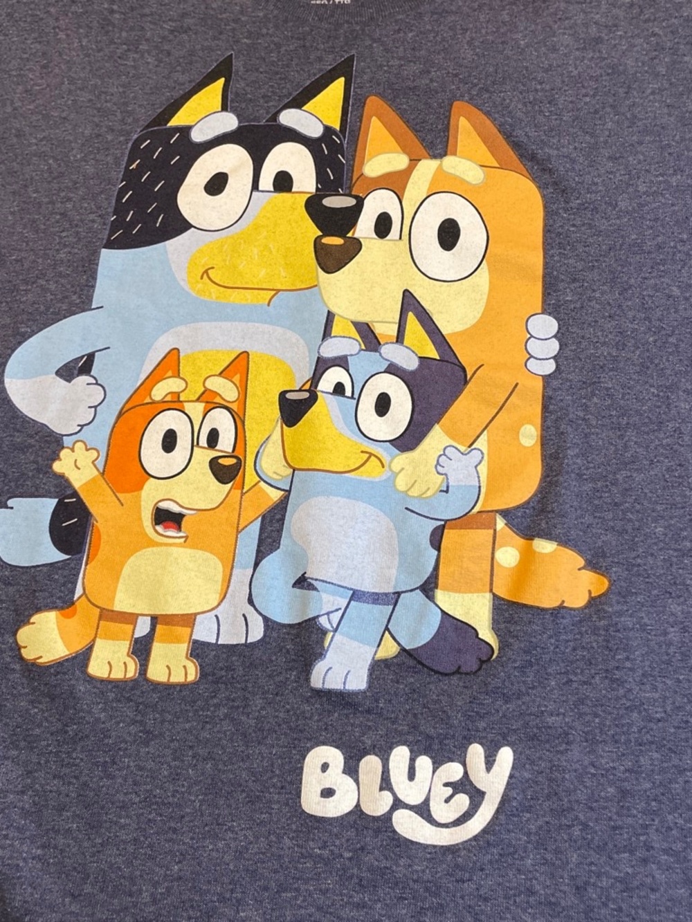 Bluey Heeler Family Graphic Tee Heather Navy Adult 2XL Unisex Dad Shirt